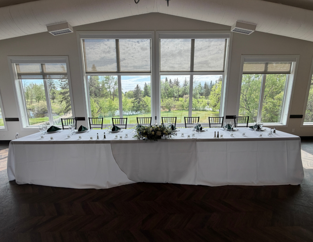Keeley and Jared's wedding — ceremony at St. Vital Church in Beaumont and reception at the Leduc Golf and Country Club, Alberta — planned by JK Weddings & Events